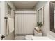 Well-lit bathroom featuring a decorative mirror, vanity with sink, and a shower with a curtain at 5875 Annanhill Ct, Avon, IN 46123