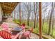 Cozy outdoor patio with fire pit and seating, surrounded by lush trees and natural landscape at 5875 Annanhill Ct, Avon, IN 46123