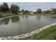 Scenic pond view featuring rocky shoreline and surrounding green landscape at 6318 Amarillo Way, Indianapolis, IN 46237