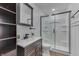 Modern bathroom with a glass-enclosed shower, sleek vanity, and stylish fixtures at 91 Crestview Dr, Greenwood, IN 46143
