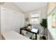 Bright dining area with vaulted ceilings, a closet, and a natural view through the window at 106 S Wayburn St, Indianapolis, IN 46229