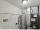 Utility room featuring water heater, HVAC system, and wire shelving at 10905 Amber Glow Ln, Indianapolis, IN 46229