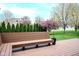 A serene back deck overlooking a lush green yard with garden enhancements at 3389 Grant Ct, Columbus, IN 47203