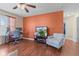 This home has an office space with a decorative accent wall at 621 Sonoma Ln, Greenfield, IN 46140