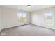 Bright bedroom with carpet, a ceiling light, and two large windows at 6519 Rothchild Blvd, Indianapolis, IN 46278