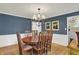 Elegant dining room showcasing hardwood floors, wainscoting, and a chandelier at 70 Williamsburg Ct, Zionsville, IN 46077