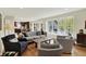 Bright living room with hardwood floors, recessed lights, and a view of the backyard at 70 Williamsburg Ct, Zionsville, IN 46077
