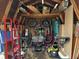 Organized shed interior with ample storage for tools and outdoor equipment at 712 E Mckenzie Rd, Greenfield, IN 46140