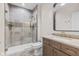Bathroom with a modern shower and a stylish vanity at 8083 Easton Ln, Zionsville, IN 46077