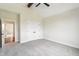 Bedroom with vaulted ceiling, ceiling fan, and a closet at 8083 Easton Ln, Zionsville, IN 46077