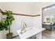 Bright office with white wainscoting and wood trim accents at 8083 Easton Ln, Zionsville, IN 46077