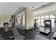 A variety of exercise equipment in the community gym at 8651 Jaffa Court East Dr # 18, Indianapolis, IN 46260