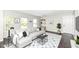 Stylish living room with a comfortable sofa, modern decor, and natural light from the windows at 10362 Delphi Ct, Fishers, IN 46038