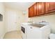 Functional laundry room with modern washer and dryer and ample storage at 10752 Tallow Wood Ln, Indianapolis, IN 46236
