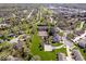 Scenic aerial view of residential area with manicured lawns, tennis courts and mature trees at 11264 Fonthill Dr, Indianapolis, IN 46236