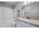 Clean bathroom with a tub-shower combo, granite countertop, and neutral color scheme at 11264 Fonthill Dr, Indianapolis, IN 46236