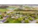 Real estate aerial view of a suburban neighborhood with proximity to community spaces, school, and recreational fields at 1213 Fairview Dr, Greenfield, IN 46140