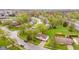 Attractive aerial view of a quiet, tree-lined residential neighborhood during spring season at 1213 Fairview Dr, Greenfield, IN 46140