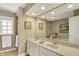 Bathroom with double sink vanity, framed art, and recessed lighting at 13587 Kensington Pl, Carmel, IN 46032
