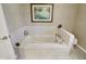 Bathroom features large tiled whirlpool tub, artwork, and lighting at 13587 Kensington Pl, Carmel, IN 46032