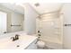 This bathroom features modern fixtures and a tub with shower at 17066 Cole Evans Dr, Noblesville, IN 46060