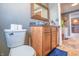 Half bathroom showing vanity and toilet at 218 E Mechanic St, Shelbyville, IN 46176