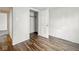 View of a bedroom with hardwood floors and closet at 2349 Indianapolis Ave, Indianapolis, IN 46208