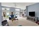 Comfortable living room with neutral tones and a clear view into the dining area at 424 Orchard Blvd, Danville, IN 46122
