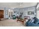 Spacious living room with carpet, light blue walls, and ample natural light at 424 Orchard Blvd, Danville, IN 46122