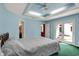 Spacious main bedroom with a tray ceiling and private patio access at 424 Orchard Blvd, Danville, IN 46122