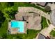 Bird's-eye view displays the backyard featuring a pristine pool, complemented by lush landscaping and a well-maintained home exterior at 4731 Moss Creek Ct, Indianapolis, IN 46237