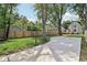 Backyard with large concrete pad, grass and wood fence at 625 N Temple Ave, Indianapolis, IN 46201