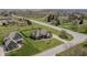 Aerial view of a property with well-maintained lawns, landscaping, and neighboring homes in a suburban setting at 6472 Independence Ct, Pendleton, IN 46064