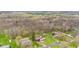 Expansive aerial shot showcasing lush landscape, serene neighborhood, and distant farmland at 874 S Sycamore Dr, Greenfield, IN 46140