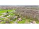 Aerial view capturing residential area amidst green spaces, blending community with nature at 874 S Sycamore Dr, Greenfield, IN 46140