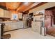 Functional kitchen featuring updated appliances, ample counter space, and wood accents at 874 S Sycamore Dr, Greenfield, IN 46140