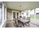 Inviting screened patio featuring a large table set for outdoor dining and entertaining at 10982 Gate Cir, Fishers, IN 46038