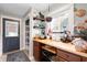 Bright kitchen nook area with butcher block countertops, storage and natural light at 1122 Mill Run Dr, Noblesville, IN 46062