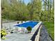 Refreshing backyard pool area featuring lounge chairs, a basketball hoop, and landscaped stone and flower beds at 13705 Beam Ridge Dr, McCordsville, IN 46055