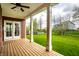 Covered patio overlooking the lush green backyard, perfect for outdoor entertaining and dining at 15144 Bentfield Ct, Fishers, IN 46037