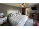 Comfortable main bedroom featuring stylish decor, barn door to bath, and a serene atmosphere at 1873 W 950 S, Pendleton, IN 46064