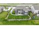 Overhead view of a property showcasing a fenced backyard, patio, and playset in a neatly planned community at 1979 Lunenburg Dr, Westfield, IN 46074