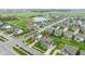 Beautiful aerial view of gray home in friendly community with lush green spaces, and pond with fountain feature at 1979 Lunenburg Dr, Westfield, IN 46074