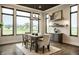 Dining room with a dark ceiling, open shelving, modern lighting, and a large view at 4292 Alderborough Way, Zionsville, IN 46077