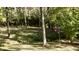 Wooded backyard with mature trees provides a serene, shaded escape at 5528 State Road 144, Greenwood, IN 46143