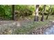 Scenic backyard with a peaceful stream, surrounded by vibrant greenery and shady trees at 5528 State Road 144, Greenwood, IN 46143