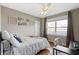Bedroom with wood floors and a gallery wall of framed pictures at 6194 Evanston Ave, Indianapolis, IN 46220