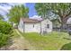 Home exterior featuring a backyard with a fenced yard and mature trees at 819 E Mills Ave, Indianapolis, IN 46227