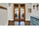 Interior double-door entry with decorative glass inserts at 8191 S Bayview Ct, Trafalgar, IN 46181