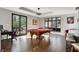 Recreation room with a pool table, modern lighting, and a beautiful view at 8191 S Bayview Ct, Trafalgar, IN 46181